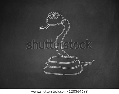Illustration of school board, blackboard with snake background.