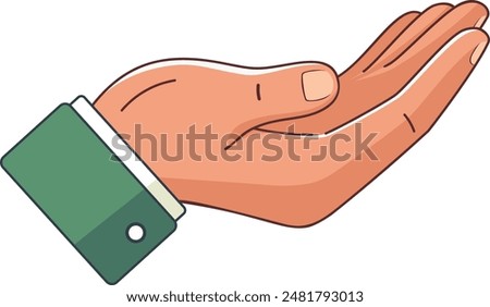 Outstretched, extended hand gesture icon, symbol of receiving illustration.