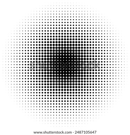 Pop art comic style dotted circle halftone pattern. Abstract dotted circles, round halftones geometric dots, pop art texture. Illustration halftone effect round shape.