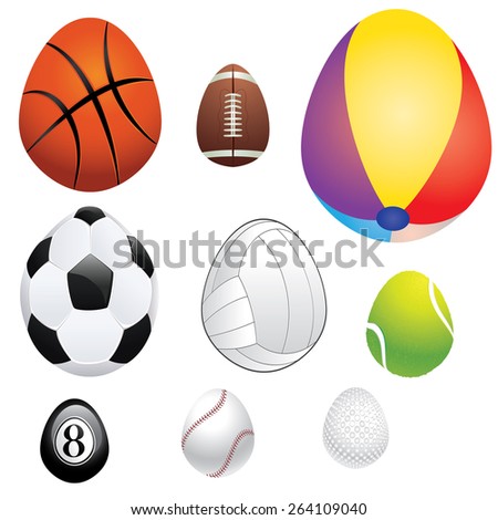 Abstract sport balls in a shape of an egg.