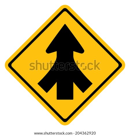 Warning traffic sign, Traffic merges from the left and right