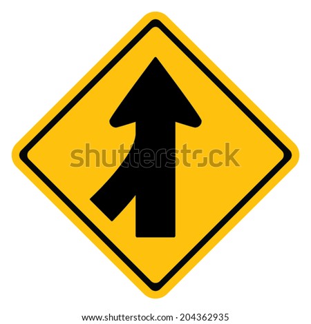 Warning traffic sign, Traffic merges from the left