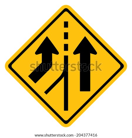 Warning traffic sign MERGING LANE