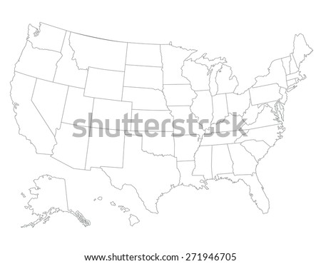 United States map, High detailed border