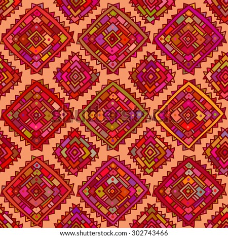 Seamless folk pattern in ethnic style, a bright structure of geometric ornamental forms.