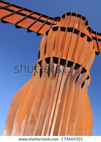 GATESHEAD, UK - OCTOBER 15. Body of the Angel of the North on October 15, 2011, a steel statue by Antony Gormley , 20 metres (66 feet) tall with a wing span of 54 metres (177 feet) in Gateshead, UK.