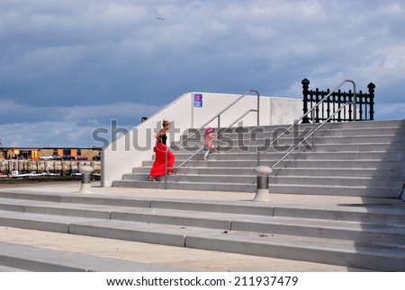 MARGATE, UK - AUGUST 16. Steps up from the beach on August 16, 2014, at the town of Margate, in the county of Kent, England, UK.