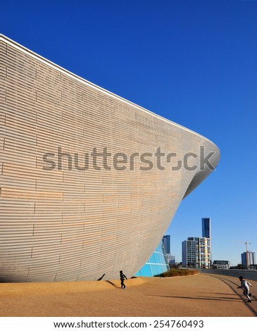 LONDON - JANUARY 24. The Aquatics Centre is now a public swimming facility designed by Zaha Hadid Architects and open daily to everyone of all abilities; January 24, 2015 at Stratford, east London.