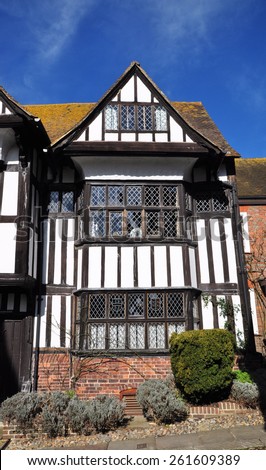 RYE, SUSSEX, UK - MARCH 7, 2015. A 15th century private house of wattle and daub construction located in the small English town of Rye, in the county of Sussex, UK.