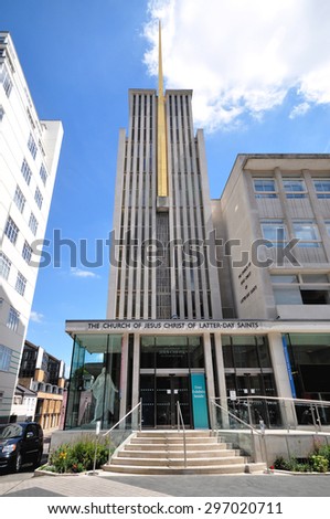 LONDON - JULY 4, 2015. The Church of Jesus Christ of Latter-day Saints at Exhibition Road in the Royal Borough of Kensington & Chelsea, London, UK.