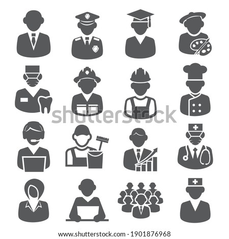 Workers and Professional Icons on white background