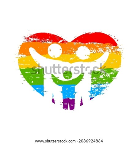 LGBT family in rainbow heart. LGBT community. Human rights. Gay relationship. LGBT family group