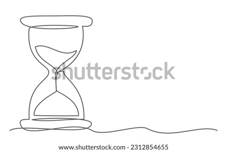 Hourglass background One line drawing on white background