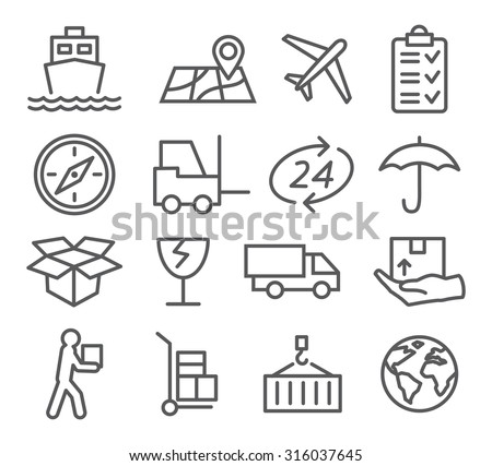 Logistic and Delivery line icons