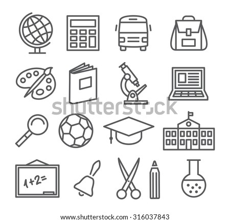 School and Education Line Icons