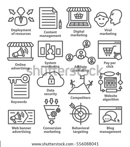 Business management icons in line style. Pack 24.