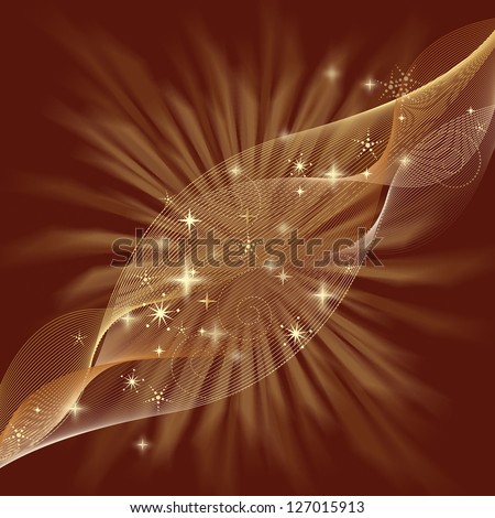 Bright Stars On Brown Background - Graphic Design. Light brown abstract Christmas background with golden star