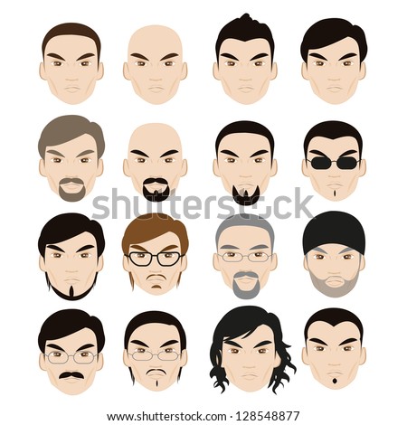 Human Faces With Different Style Isolated On White Background - Set - Vector Illustration, Graphic Design Editable For Your Design