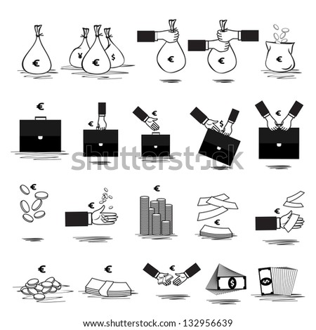 Money Icon - Set - Isolated On White Background. Vector illustration, Graphic Design Editable For Your Design. Money Logo