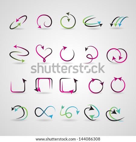 Arrow Icons Set - Isolated On Gray Background - Vector Illustration, Graphic Design Editable For Your Design. Logo Symbols 