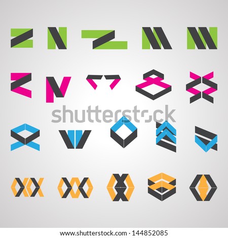Abstract Icons Set - Isolated On Gray Background - Vector Illustration, Graphic Design Editable For Your Design. Abstract Logo