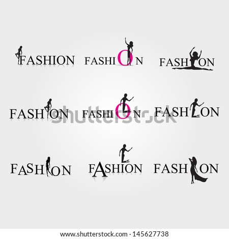 Fashion Woman Silhouette Set - Isolated On Gray Background - Vector ...