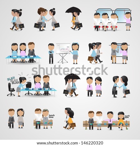 Business People Set - Isolated On Gray Background - Vector Illustration, Graphic Design Editable For Your Design