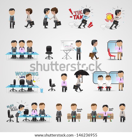 Business Icons Set - Isolated On Gray Background - Vector Illustration, Graphic Design Editable For Your Design