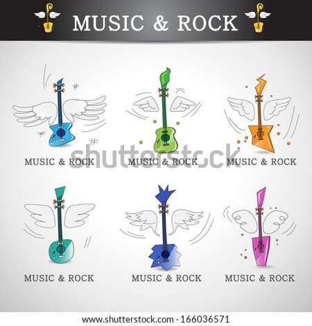 Music And Rock Icons Set - Isolated On Gray Background - Vector Illustration, Graphic Design Editable For Your Design. 