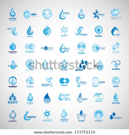 Water And Drop Icons Set -  Isolated On Gray Background - Vector Illustration, Graphic Design Editable For Your Design.