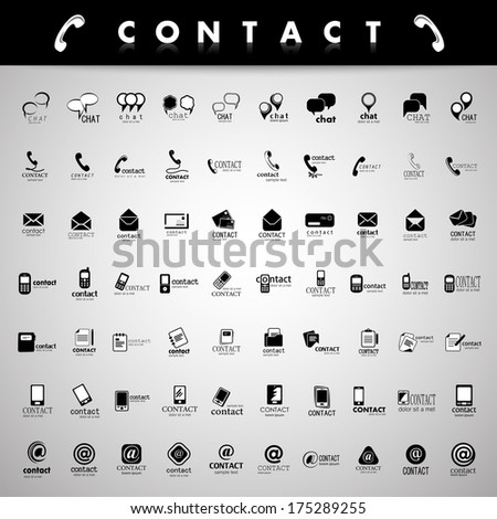 Contact Icons Set - Isolated On Gray Background - Vector Illustration, Graphic Design Editable For Your Design