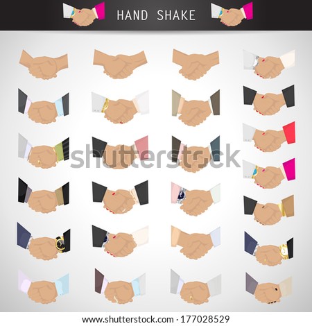 Handshake Icons Set - Isolated On Gray Background - Vector Illustration, Graphic Design Editable For Your Design.