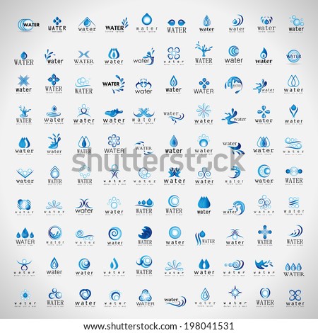 Water And Drop Icons Set - Isolated On Gray Background - Vector Illustration, Graphic Design Editable For Your Design.