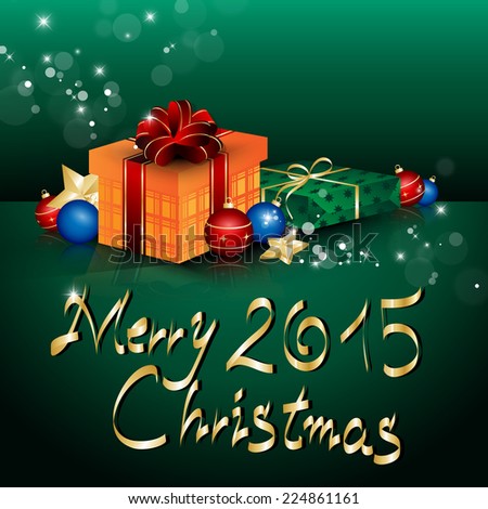 Merry Christmas Lettering And Background - Vector Illustration, Graphic