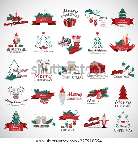 Christmas Icons And Elements Set - Isolated On Gray Background - Vector Illustration, Graphic Design Editable For Your Design 