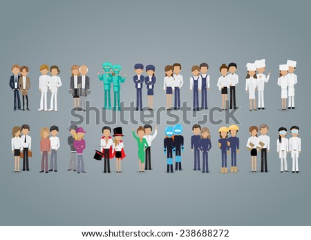 People Of Different Professions Set - Isolated On Gray Background - Vector Illustration, Graphic Design, Editable For Your Design