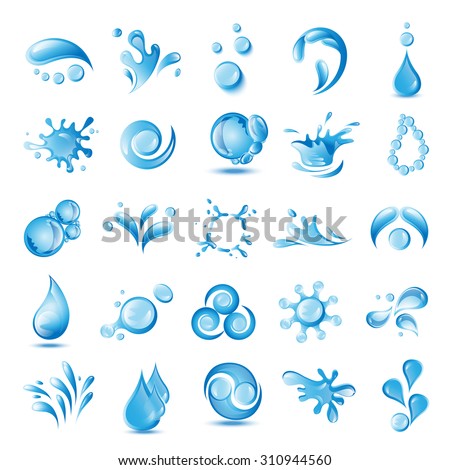 Water And Drop Icons Set - Isolated On White Background - Vector Illustration, Graphic Design Editable For Your Design 