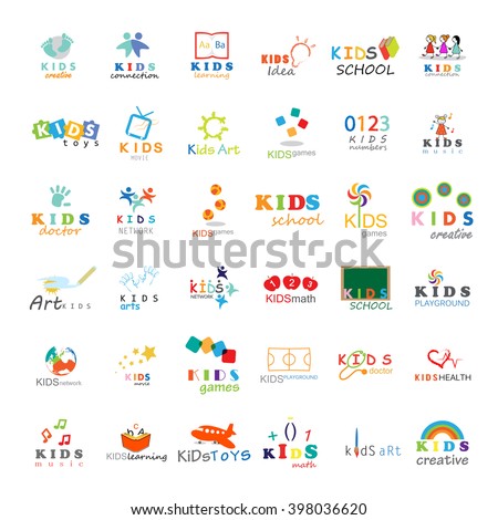 Children Icons Set-Isolated On White Background.Vector Illustration,Graphic Design.For Web,Websites,App,Print,Presentation Templates,Mobile Applications,Promotional Materials.Kids Note,Book,Logo Bulb