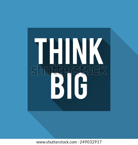 Think big text with long flat shadow in blue box