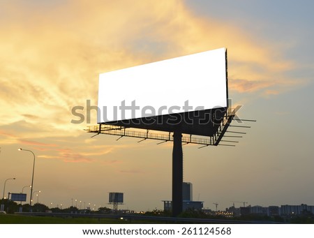 Silhouette billboard with blank space for advertising at sunset.