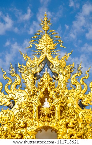 Famous Gold church in Wat Rong Khun, Chiang Rai province, northe