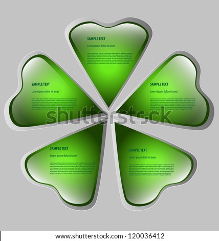 Clover-shaped presentation/option template with five empty text boxes