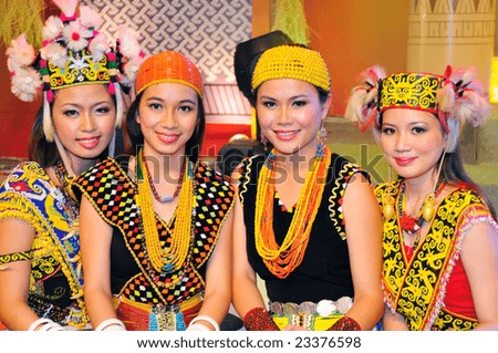 Kuching, Sarawak - June 14: The ethnic beauties of Borneo during Malaysia Gawai Dayak Open House celebration in Kuching on June 14, 2008.