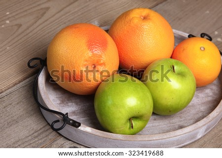 fruit on wood. Bio Healthy food, herbs and spices. Organic fruit on wood.
