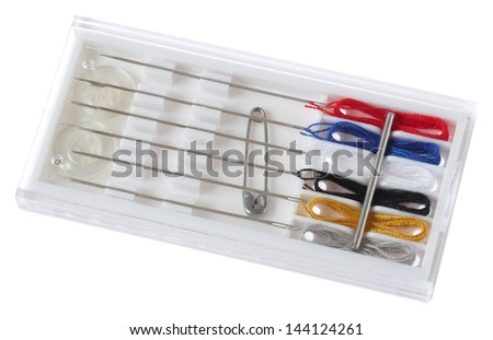 emergency sewing kit isolated on white with clipping path