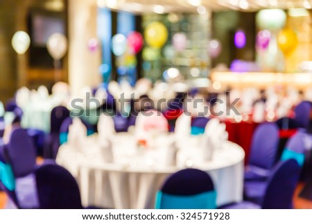 Abstract blurred restaurant or food center with light bokeh background, party lifestyle