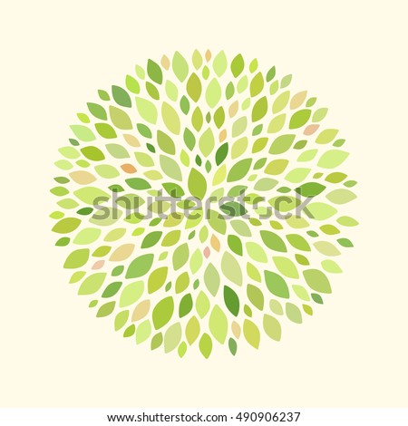 Abstract round pattern with leaves