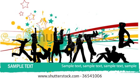 Everyone dancing and having fun. Dancing people. All elements and textures are individual objects. Vector images scale to any size. 商業照片 © 