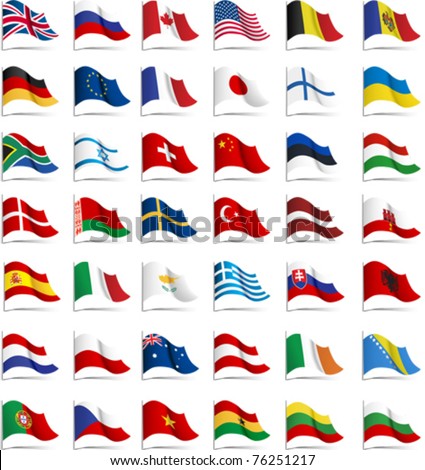 Flags. All elements and textures are individual objects. Vector illustration scale to any size.