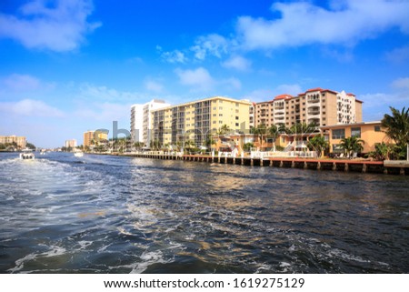 Similar – Image, Stock Photo Hillsboro Inlet Waterway headed to Hillsboro Beach